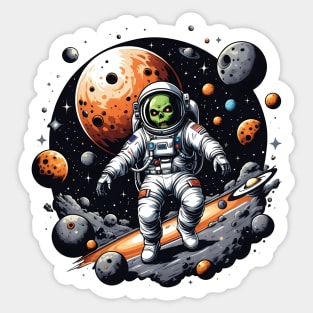 Zombie Alien in Space Sticker